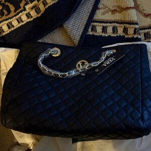 Vera Black Quilted Tote Bag